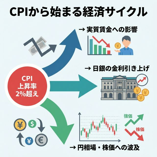 CPIから始まる経済サイクル：実質賃金・金利・為替への波及