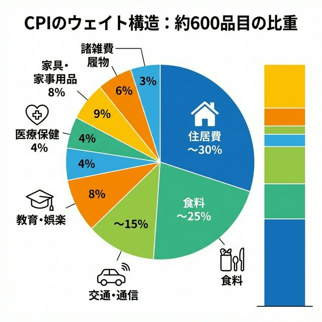 CPIのウェイト構造：約600品目の比重