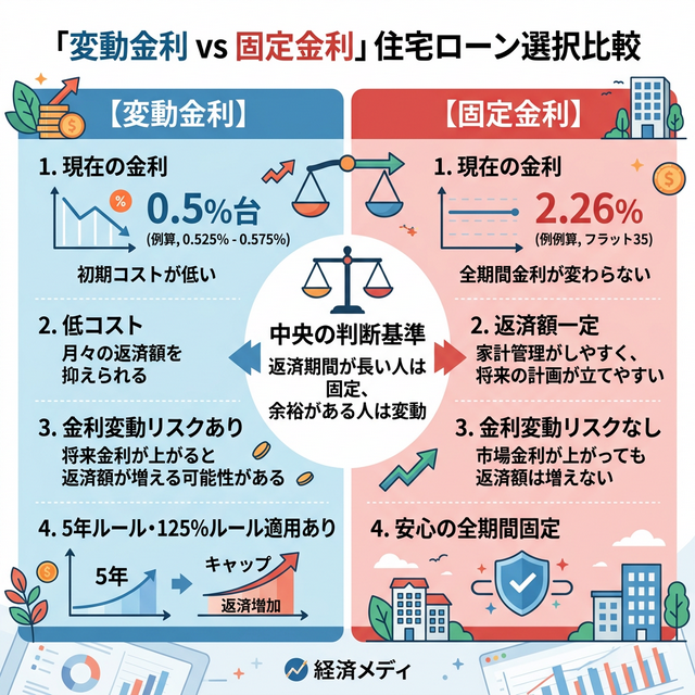 変動金利 vs 固定金利 住宅ローン選択比較表