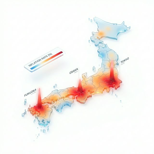 日本地図：インフレヒートマップ（福岡・大阪・東京が高騰）