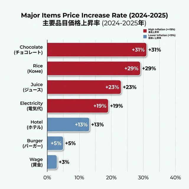 主要品目の価格上昇率比較チャート (2024-2025)