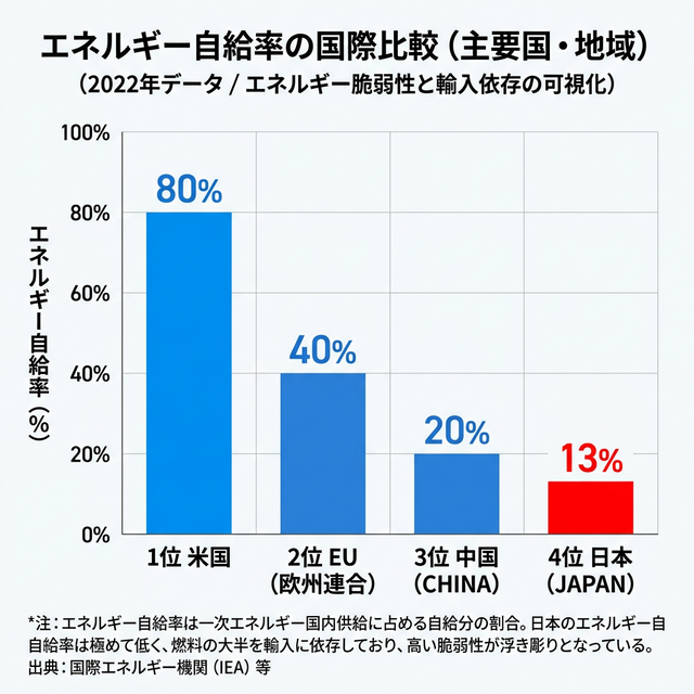 エネルギー自給率 国際比較 日本13% 米国80% 中東依存 図解